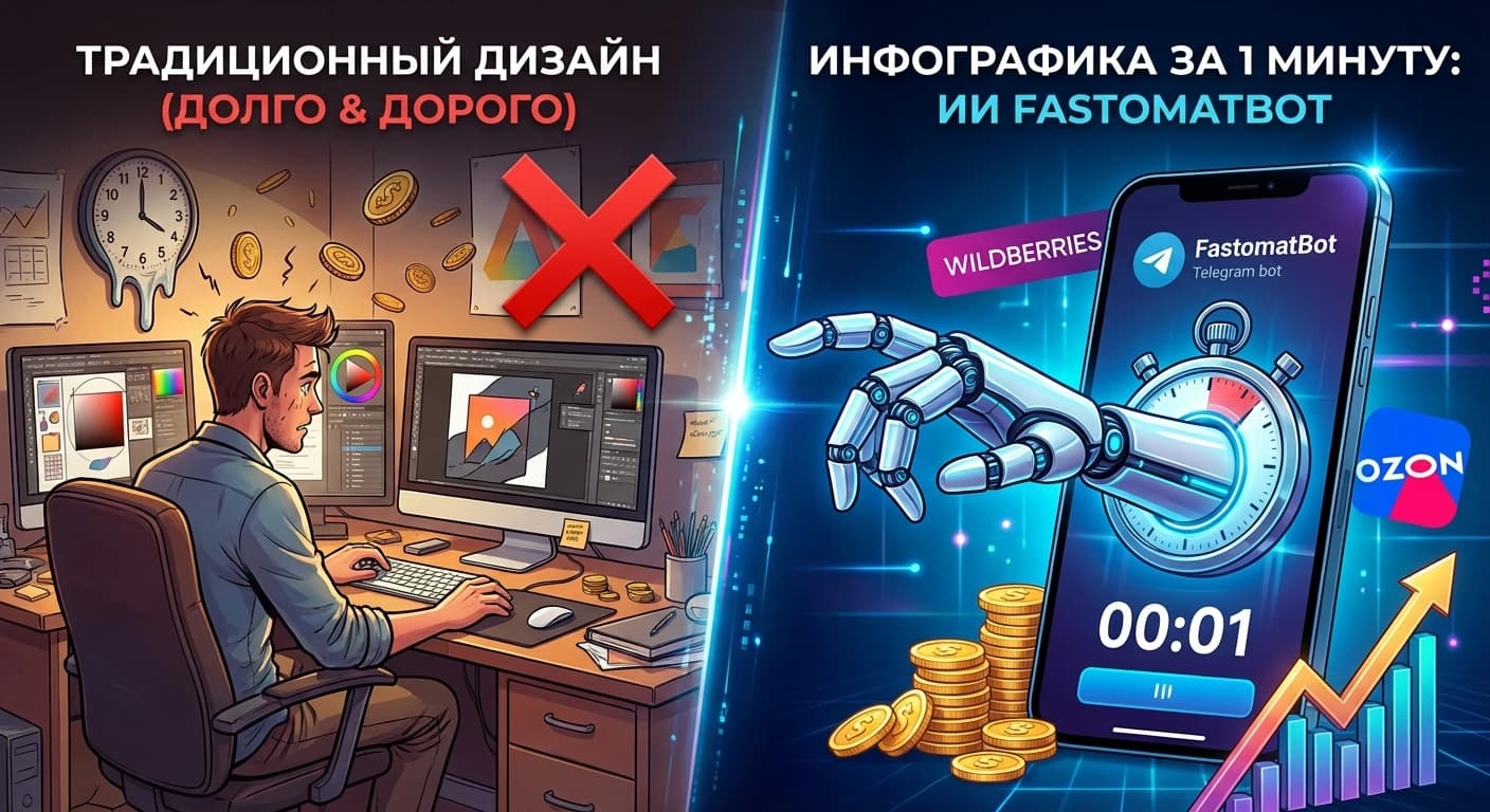 Инфографика для маркетплейсов за 1 минуту: где ИИ реально экономит время