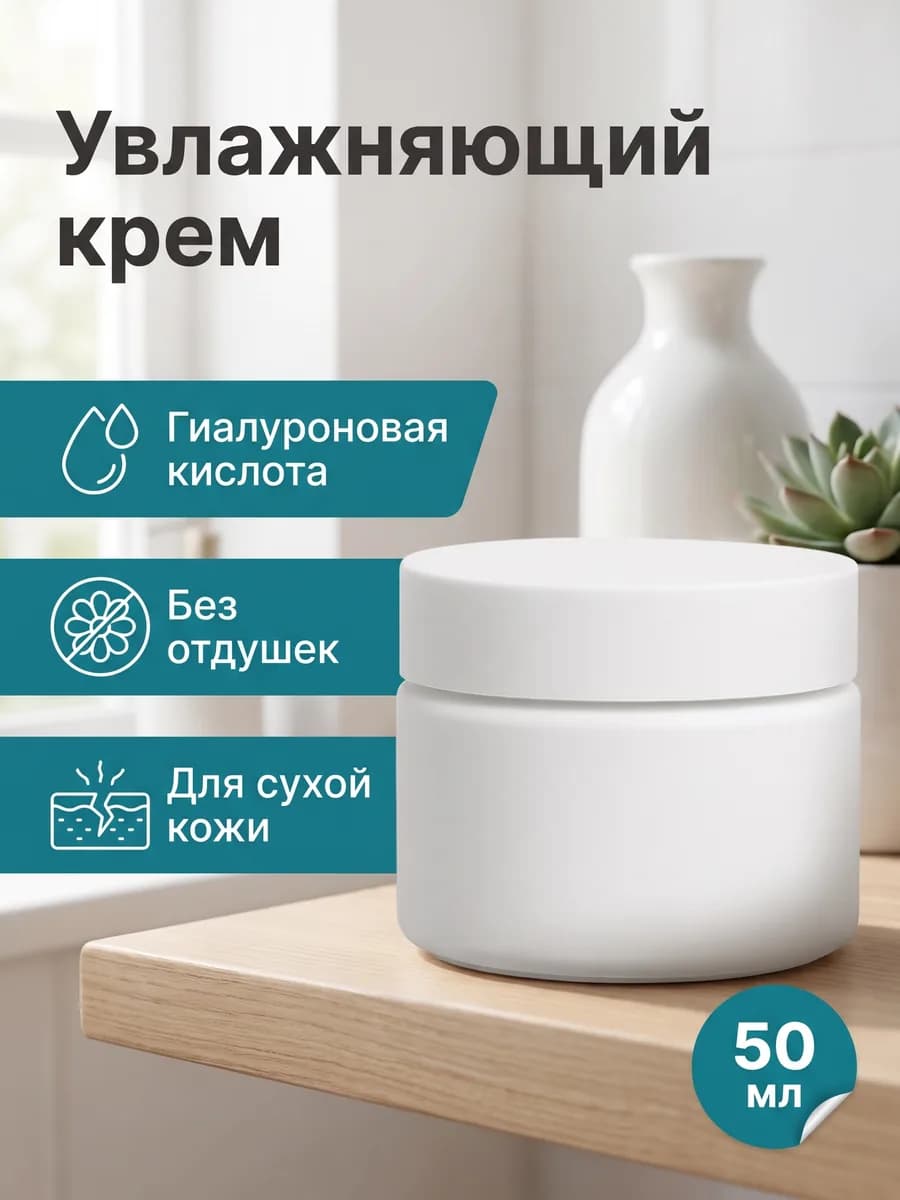 Обложка карточки увлажняющего крема, сделанная по промту №1