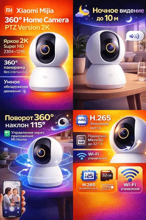 Инфографика Xiaomi Mijia 360° Home Camera